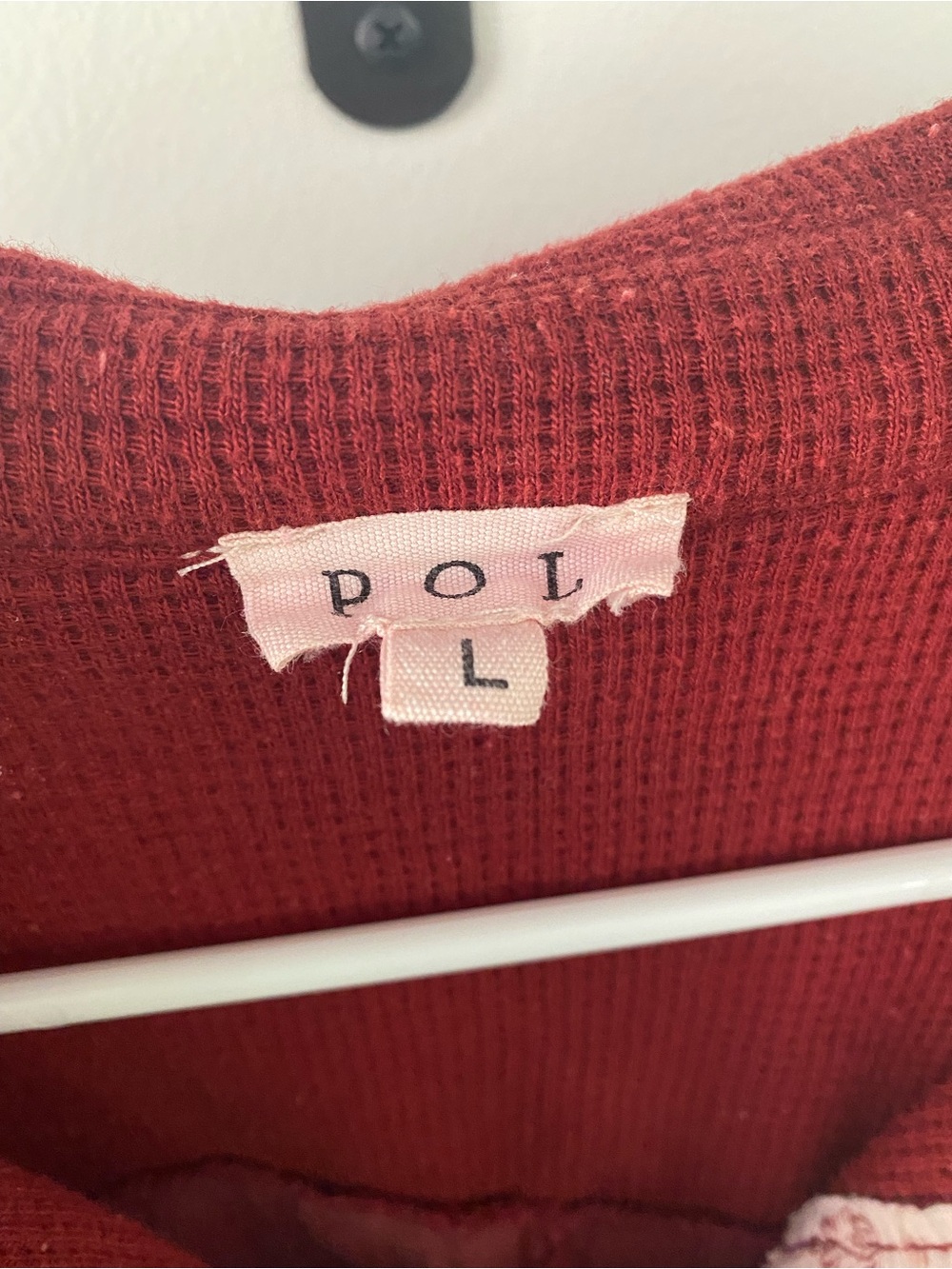 POL Brand Boho Patchwork Button-Up Blouse in Deep Red and Dusty Pink - Picture 2 of 5